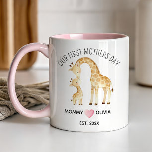 Unser erster Muttertag, Giraffen-Mama und Baby-Tas Zweifarbige Tasse