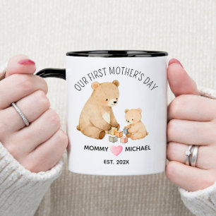 Unser erster Muttertag, Mama und Baby Bär Kaffee Tasse
