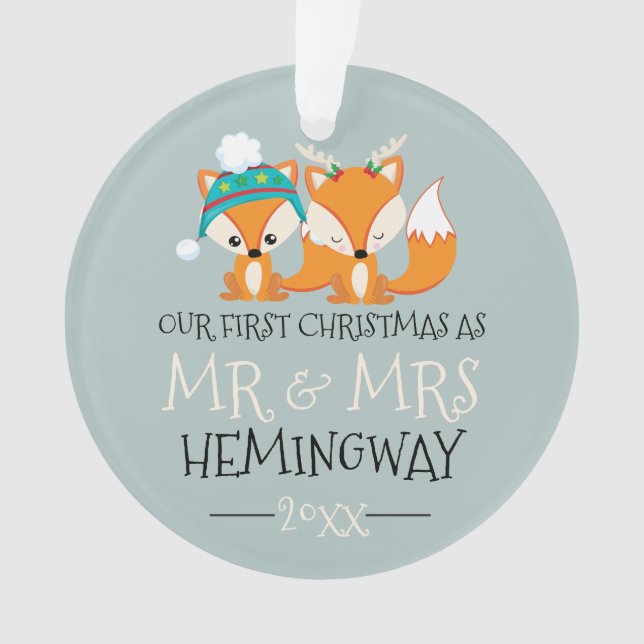 Unser erster Niedlicher Red Fox-Weihnachten Person Ornament (Vorderseite)