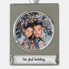 Unser erster Urlaub Banner-Ornament Silber