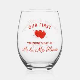 Unser erster Valentinstag als Herr und Frau Person Weinglas Ohne Stiel
