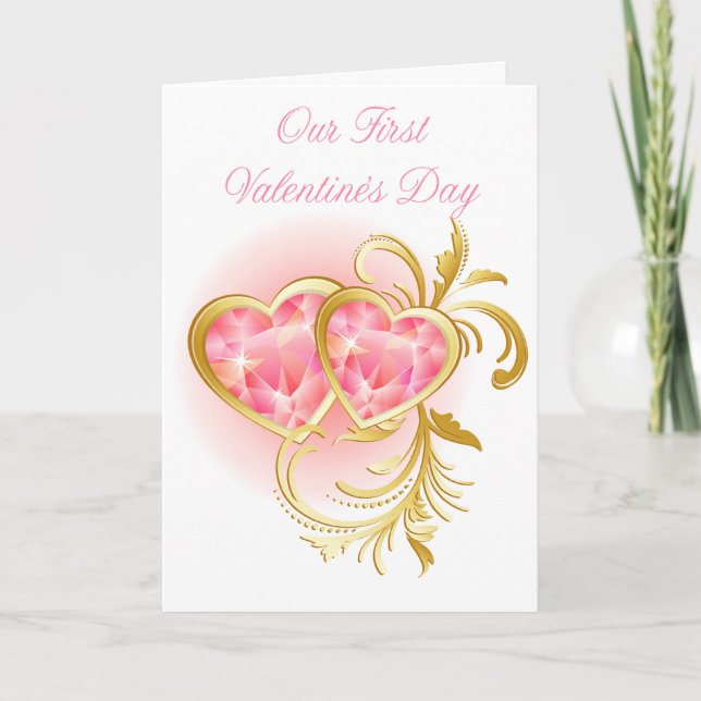 Unser erster Valentinstag Feiertagskarte (Vorderseite)