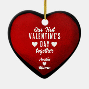 Unser erster Valentinstag gemeinsam Herzchen Keramik Ornament