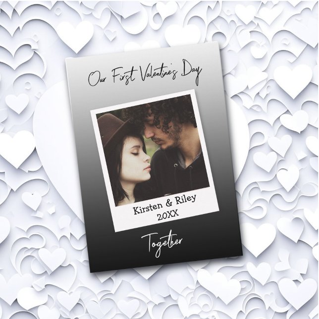 Unser erster Valentinstag Personalisierter Retro Karte (Von Creator hochgeladen)