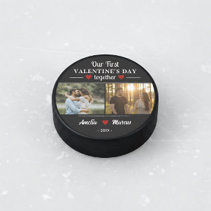 Unser erster Valentinstag zusammen 2 Fotos Eishockey Puck