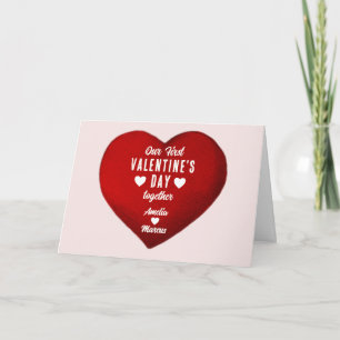 Unser erster Valentinstag Zusammen Herz Paar Feiertagskarte