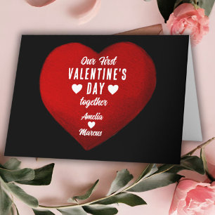 Unser erster Valentinstag Zusammen Herz Paar Feiertagskarte