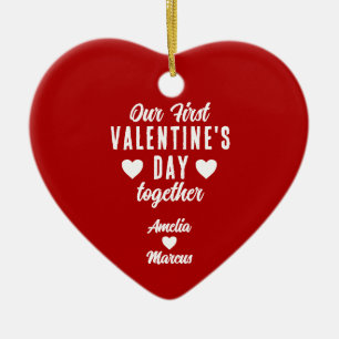 Unser erster Valentinstag Zusammen Paar Rot Keramik Ornament