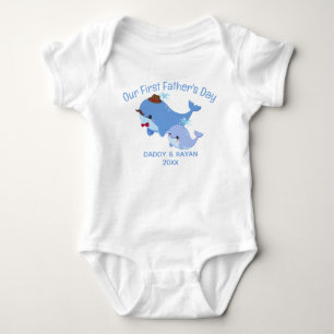 Unser erster Vatertag Baby Blue Whale, individuell Strampler