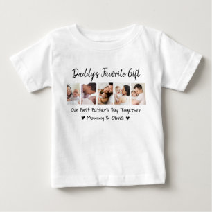 Unser erster Vatertag zusammen 5 Foto Collage Baby T-shirt