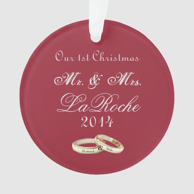 Unser erster Weihnachtsherr u. Frau Red Ornament (Vorderseite)