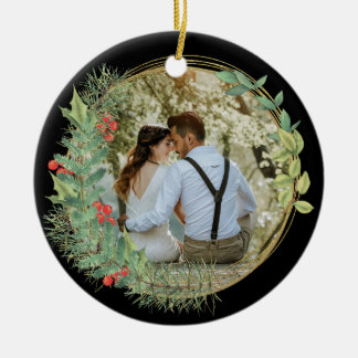 Unser Erster Weihnachtsmann und Frau Foto Keramik Ornament