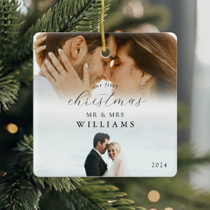 Unser Erster Weihnachtsmann und Frau Foto Keramikornament