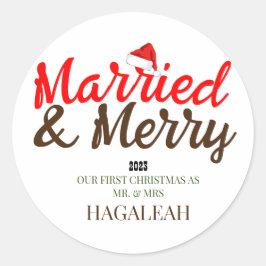 Unser erster Weihnachtsmann und Frau Newlywed fror Runder Aufkleber