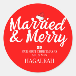 Unser erster Weihnachtsmann und Frau Newlywed fror Runder Aufkleber