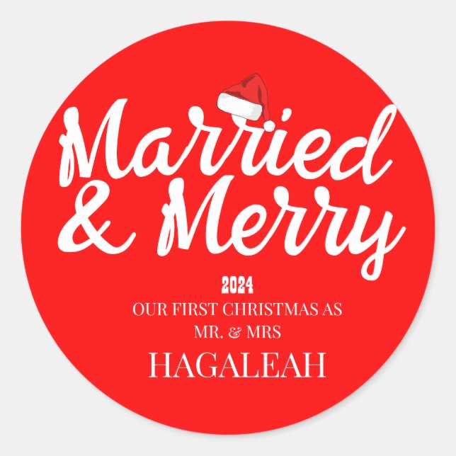 Unser erster Weihnachtsmann und Frau Newlywed fror Runder Aufkleber (Vorderseite)