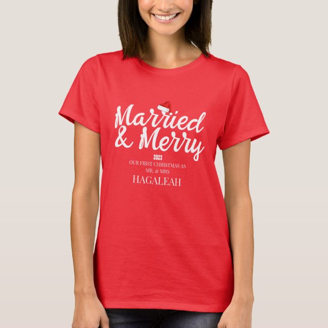 Unser erster Weihnachtsmann und Frau Newlywed fror T-Shirt (Vorderseite)
