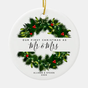 Unser erster Weihnachtsmann und Frau Wedding Mit M Keramik Ornament
