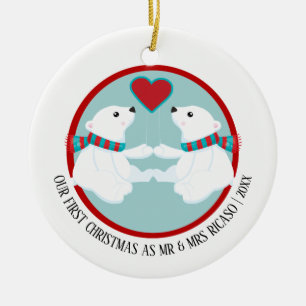 Unser erster Weihnachtspolarbär Personalisiert Keramikornament