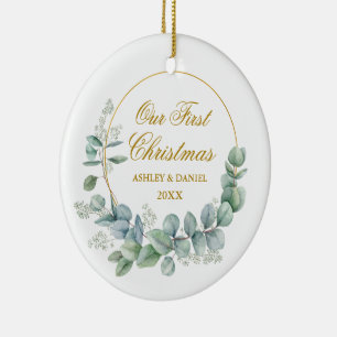 Unser erstes Eucalyptus-Foto zu Weihnachten Keramik Ornament