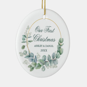 Unser erstes Eucalyptus-Foto zu Weihnachten zurü Keramik Ornament