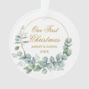 Unser erstes Eucalyptus-Weihnachten  Gold-FOTO Ornament