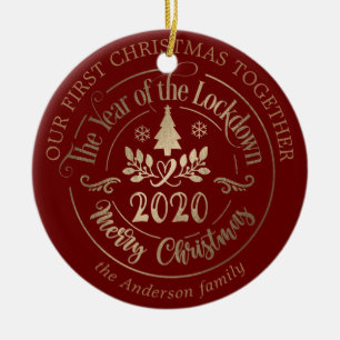 Unser erstes Foto in der Weihnachtspandemie Keramik Ornament