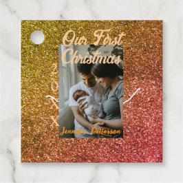 Unser erstes Foto in Orange-Glitzer Geschenkanhänger