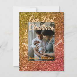 Unser erstes Foto in Orange-Glitzer Postkarte