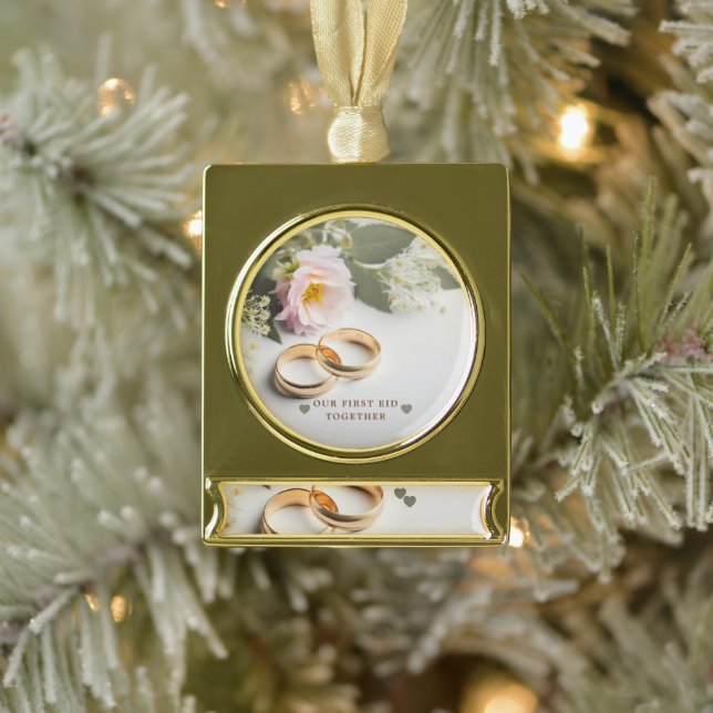 Unser erstes gemeinsames Abendessen Bannerdekorati Banner-Ornament Gold (Baum)