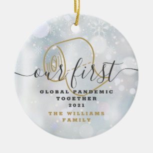 Unser erstes globales Pandemie-Covid-Weihnachtsfot Keramik Ornament