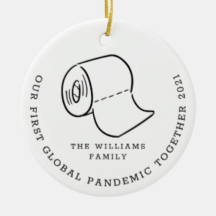 Unser erstes globales Pandemie-Weihnachtsfoto Keramik Ornament