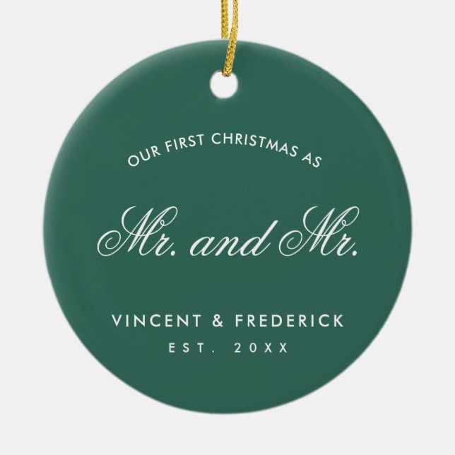 Unser erstes grünes Gay-Foto Keramik Ornament (Vorne)