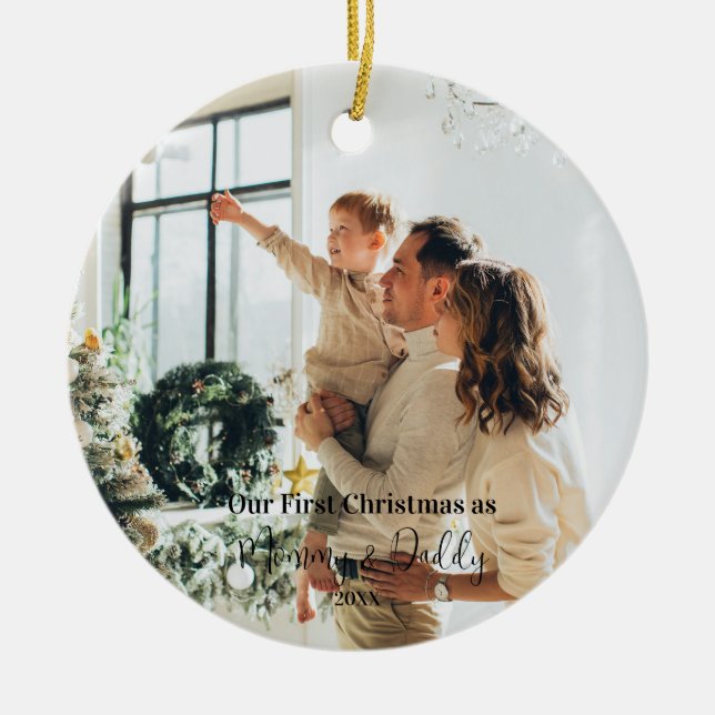 Unser erstes Jahr als Mama & Papa Weihnachten Kera Keramik Ornament (Vorne)