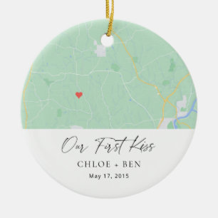 Unser erstes Kiss Personalisiert Map Keramik Ornam Ornament