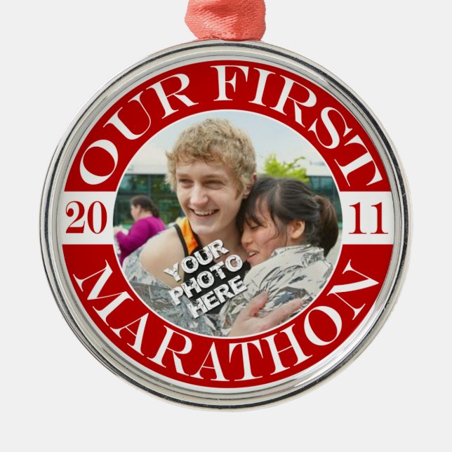 Unser erstes Marathon - 2011 Silbernes Ornament (Vorne)