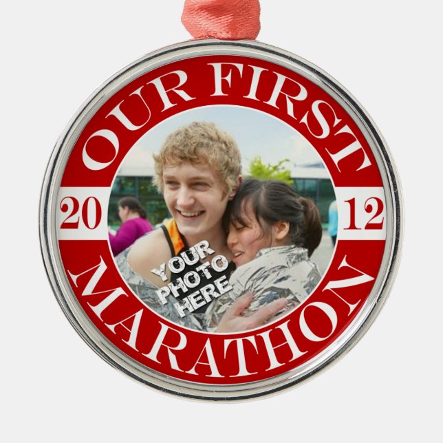 Unser erstes Marathon - 2012 Ornament Aus Metall (Vorne)