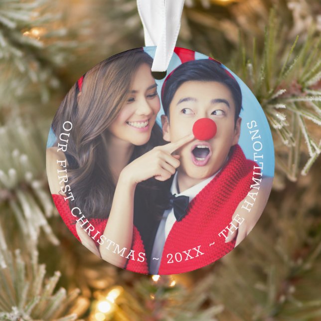 Unser erstes Personalisiertes Foto zu Weihnachten Ornament (Baum)