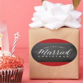 Unser erstes, sehr Verheiratetes Weihnachtsfest Ovaler Aufkleber