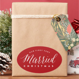 Unser erstes, sehr Verheiratetes Weihnachtsfest Ovaler Aufkleber