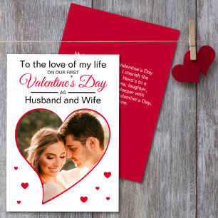 Unser erstes Valentine als Husband & Ehefrau Red F Feiertagskarte