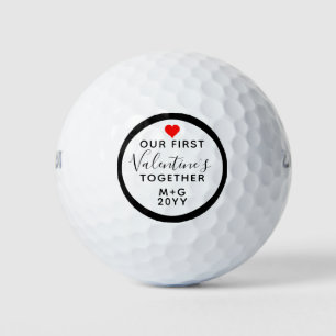 Unser erstes Valentinstag Paare Herzmonogramm Golfball