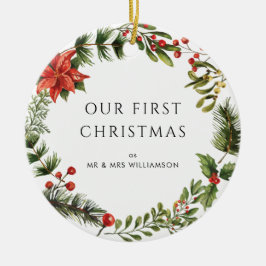 Unser erstes Verheiratetes Foto zu Weihnachten bot Keramik Ornament