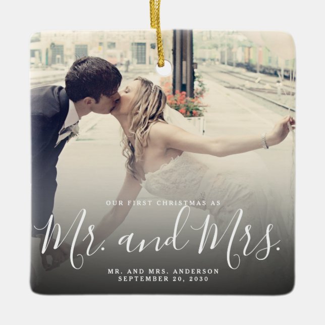 Unser erstes Verheiratetes Foto zu Weihnachten - E Keramikornament (Vorderseite)