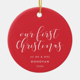 Unser erstes Verheiratetes Weihnachtsgeschenk Rot Keramik Ornament