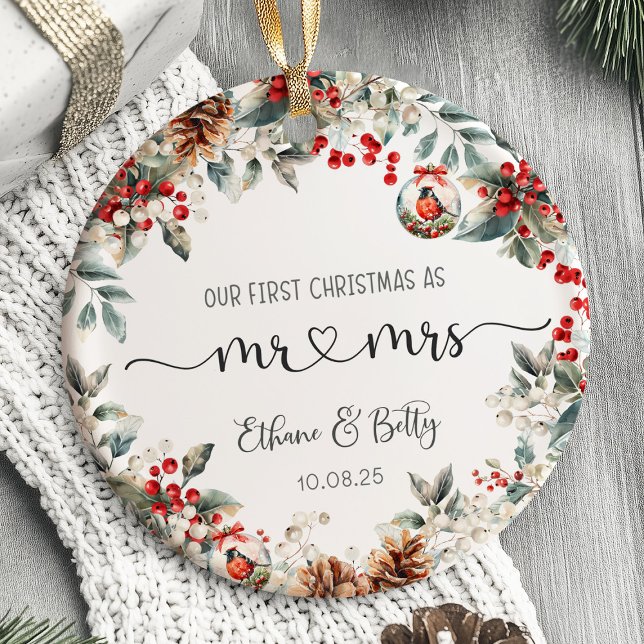 Unser erstes Verheiratetes Weihnachtsgeschmack Mr. Keramik Ornament (Our First Christmas Married Ornament)
