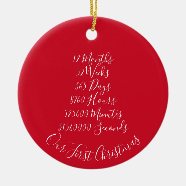 Unser erstes Verheiratetes Weihnachtsjubiläum 1 Ja Keramik Ornament (Vorne)