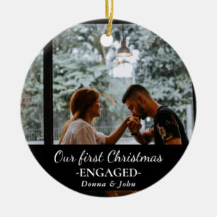 Unser erstes Verlobtes Foto für Weihnachten Keramik Ornament
