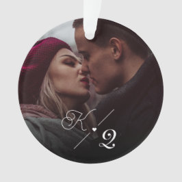 Unser erstes Verlobtes klassisches Minimal-Foto Ornament