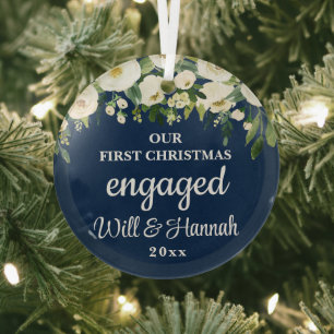 Unser erstes Verlobtes Personalisiertes Weihnachts Ornament Aus Glas